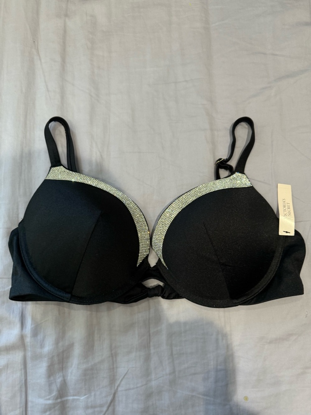 Victoria's Secret Black bikini top with Sparkling Trim